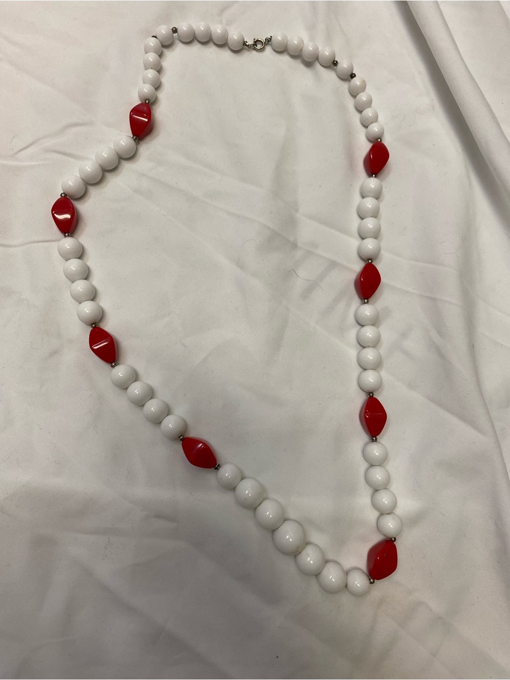 Classic White and Red Bead Necklace - Women Jewelry